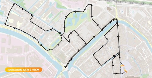 Parcours bestaat uit 2 rondes van 5 KM.